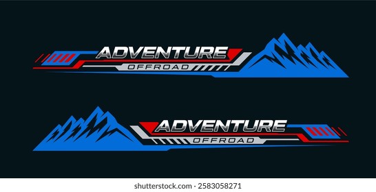 Car side sticker design. outdoor mountain concept car wrap vinyl sticker. Suitable for printing or cutting.