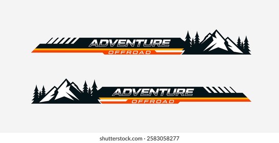Car side sticker design. outdoor mountain concept car wrap vinyl sticker. Suitable for printing or cutting.
