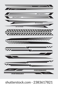 Car side sticker design. Vehicle vector Decal Stripes for the both parts template. Suitable for printing or cutting, Racing Rally Stripes, Auto Racing Stripes Stickers