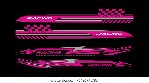 Car side stickers set. Speed racing decals for tuning Sports stripes. 
Auto Racing Stripes Stickers