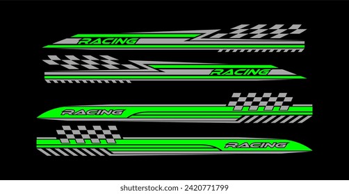 Car side stickers set. Speed racing decals for tuning Sports stripes. 
Auto Racing Stripes Stickers