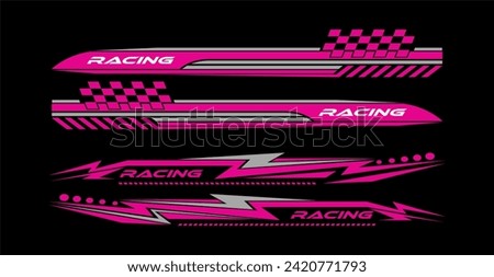 Car side stickers set. Speed racing decals for tuning Sports stripes. 
Auto Racing Stripes Stickers