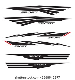 Car side stripes. Racing vehicle graphics vinyls vector