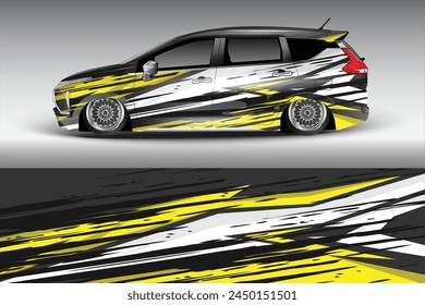 Car side tape sticker design. Grunge auto vinyl sticker template. Suitable for printing