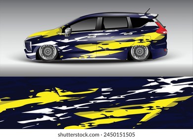 Car side tape sticker design. Grunge auto vinyl sticker template. Suitable for printing