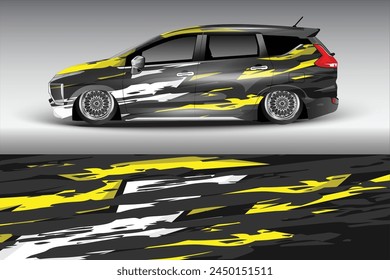Car side tape sticker design. Grunge auto vinyl sticker template. Suitable for printing