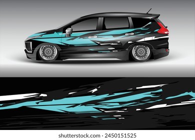 Car side tape sticker design. Grunge auto vinyl sticker template. Suitable for printing