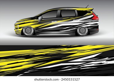 Auto-Seitenband-Aufkleber-Design. Grunge Auto Vinyl Aufkleber Vorlage. Geeignet für den Druck
