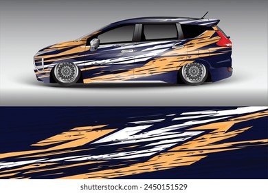 Car side tape sticker design. Grunge auto vinyl sticker template. Suitable for printing