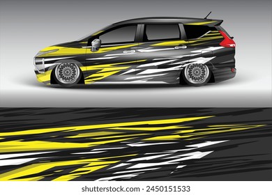 Diseño de pegatina de cinta lateral del coche. Plantilla de autoadhesivo de vinilo Grunge. Adecuado para imprimir