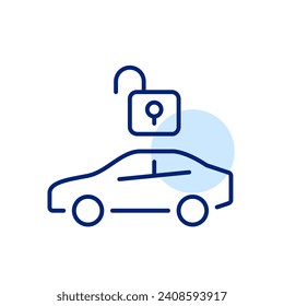 Car side view. Central electrical lock unlocked. Pixel perfect, editable stroke