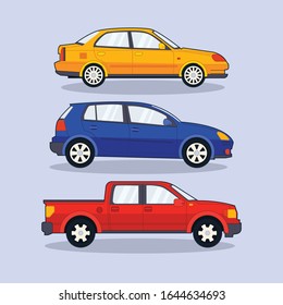 Car side view. Flat cartoon isolated illustration.