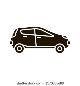 Car side view glyph icon. Automobile. Silhouette symbol. Negative space. Vector isolated illustration