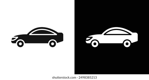 Conjunto de símbolos de línea plana de icono de vista lateral de coche.