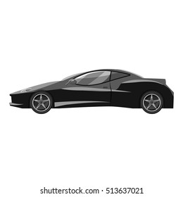 Car side view icon. Gray monochrome illustration of car side view vector icon for web