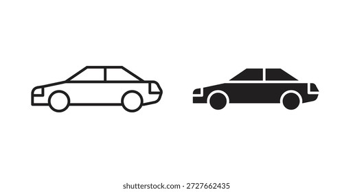 Icono de vista lateral del coche con versiones de línea y silueta.