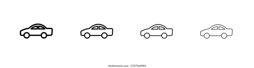 Car side view icon in modern stroke line style. Vector 10 eps