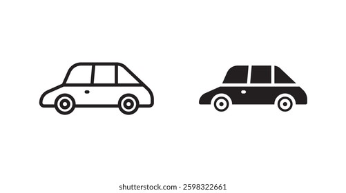 Car side view icon outlined icon vector collection.
