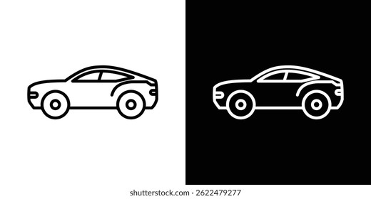 Car side view icon shape graphic simple plain clipart symbol. thin line outline art