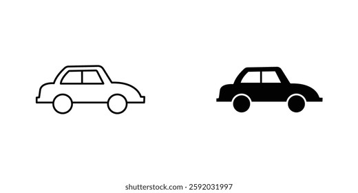 Car side view icon symbol collection on white background.