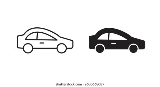 Car side view icons graphics set vectors