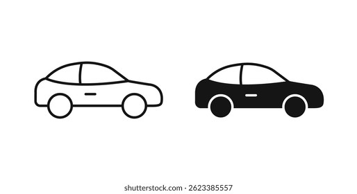 Car side view icons on white background for web