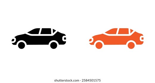 Car side view icons pack in black and colored version