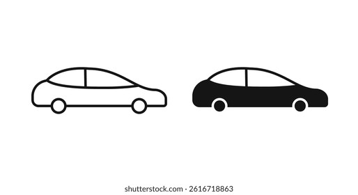 Car side view icons set for website design