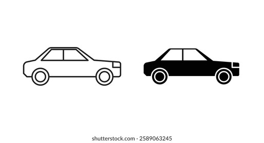 Car side view icons thin line illustrations designs
