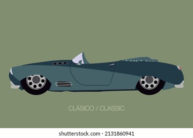 Car from the side view illustration. fully editable. Classic convertible classic car in vector. Side view with perspective.