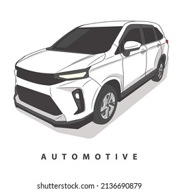 Car side view illustration. Realistic