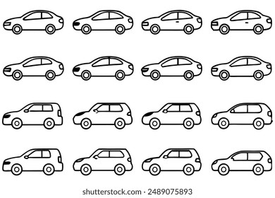 Car Side View Line Art Design Illustration Minimalist Artwork