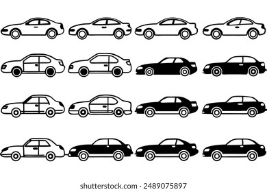 Car Side View Line Art Design Illustration Artistic Drawing