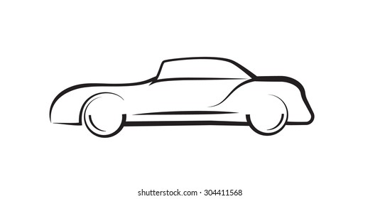 car side view line outline silhouette drawing