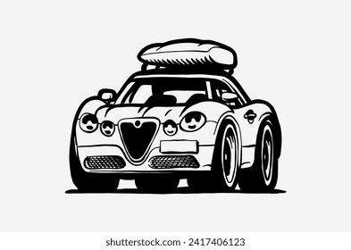 Car side view outline. Vector illustration.