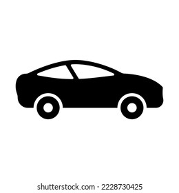 Car in Side View Silhouette Icon. Vehicle Automobile Transportation Glyph Pictogram. Automotive Sedan Transport for Travel Icon. Modern Shape of Car. Auto Sign. Isolated Vector Illustration.