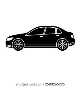 car side view silhouette vector on white background