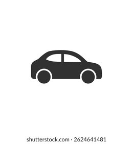 Car side view, solid icon. Small personal vehicle for city driving.
