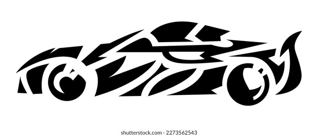 car side view. tribal tattoos design. concept of vehicle, transportation, sport, race, street. suitable for print, sticker, and others. vector illustration.