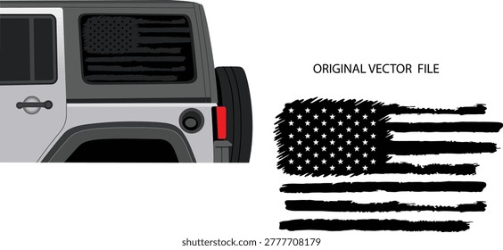 CAR SIDE WINDOW FLAG DECAL DESIGN