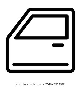 Car side window vector icon with door frame and handle. Editable stroke.