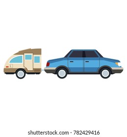 Car sideview vehicle with caravan trailer