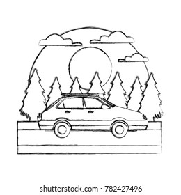 Car sideview vehicle In the forest