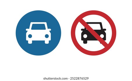 Car sign icon Vector illustration, car do not enter