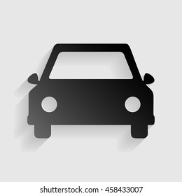 Car sign illustration. Black paper with shadow on gray background.