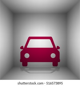 Car sign illustration. Bordo icon with shadow in the room.