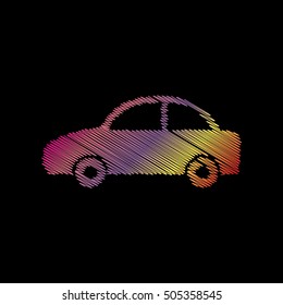 Car sign illustration. Coloful chalk effect on black backgound.
