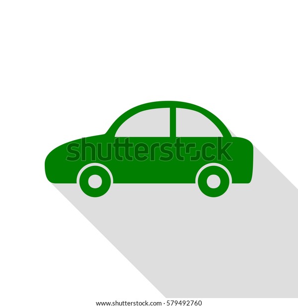Car sign illustration. Green icon with flat style\
shadow path.