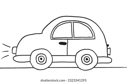 Car sign illustration image. 
Hand drawn image artwork of car. 
Simple cute original logo.
Hand drawn vector illustration for posters, cards, t-shirts.