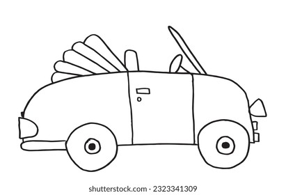 Car sign illustration image. 
Hand drawn image artwork of car. 
Simple cute original logo.
Hand drawn vector illustration for posters, cards, t-shirts.
